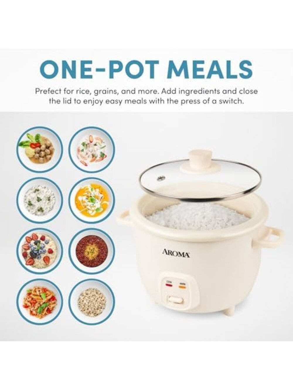 6-Cup Pot-Style Rice Cooker with One-Touch Control & Non-Stick Ceramic Coating - Picture 4 of 6